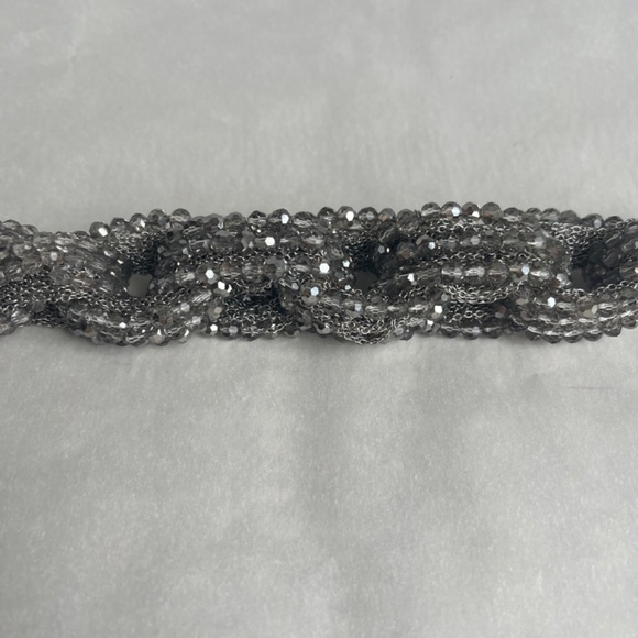 Banana Republic Chunky Chain Silver Beaded Sparkly Statement Light Necklace - Picture 5 of 6